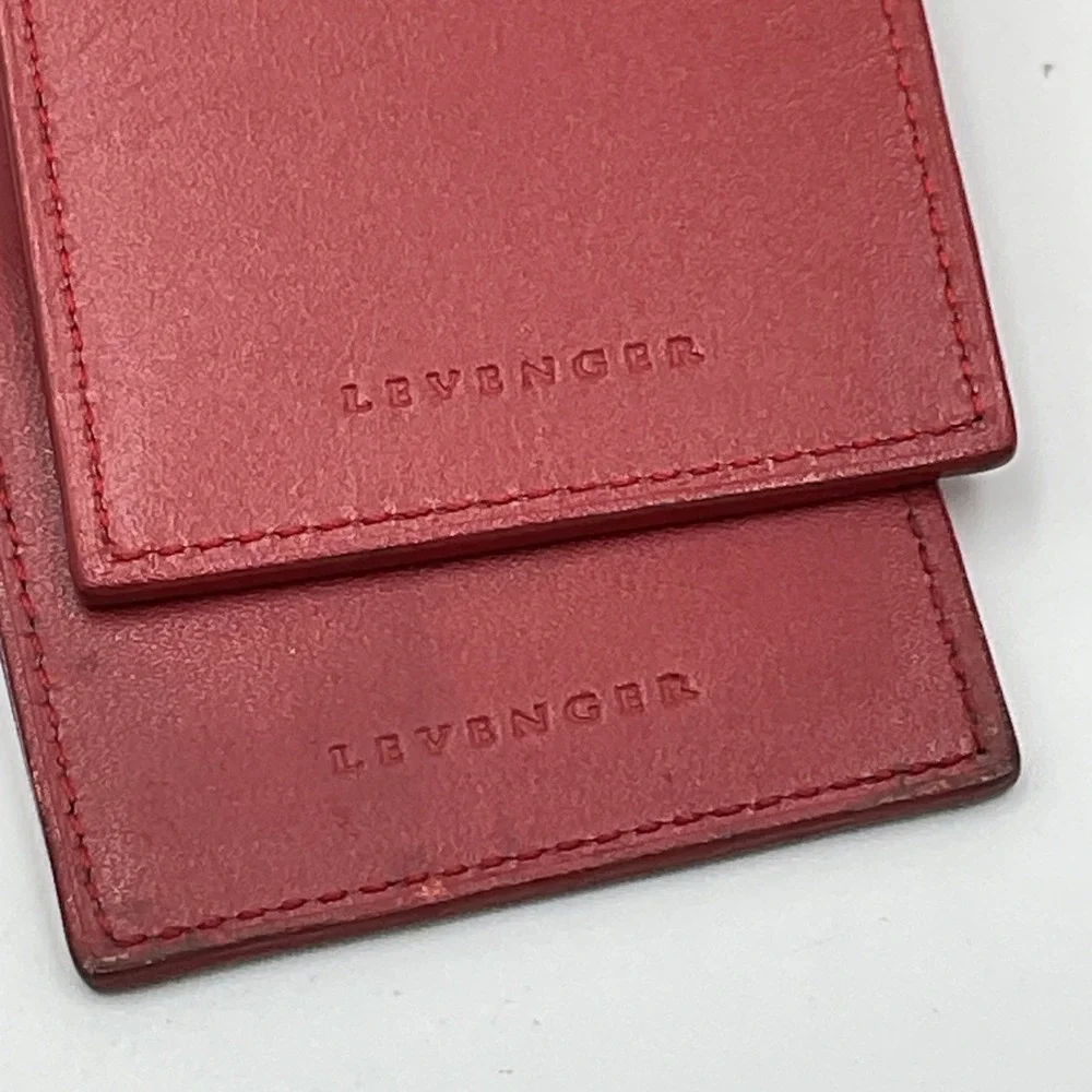 Levenger Leather Luggage Tag Red Color - Set Of 2